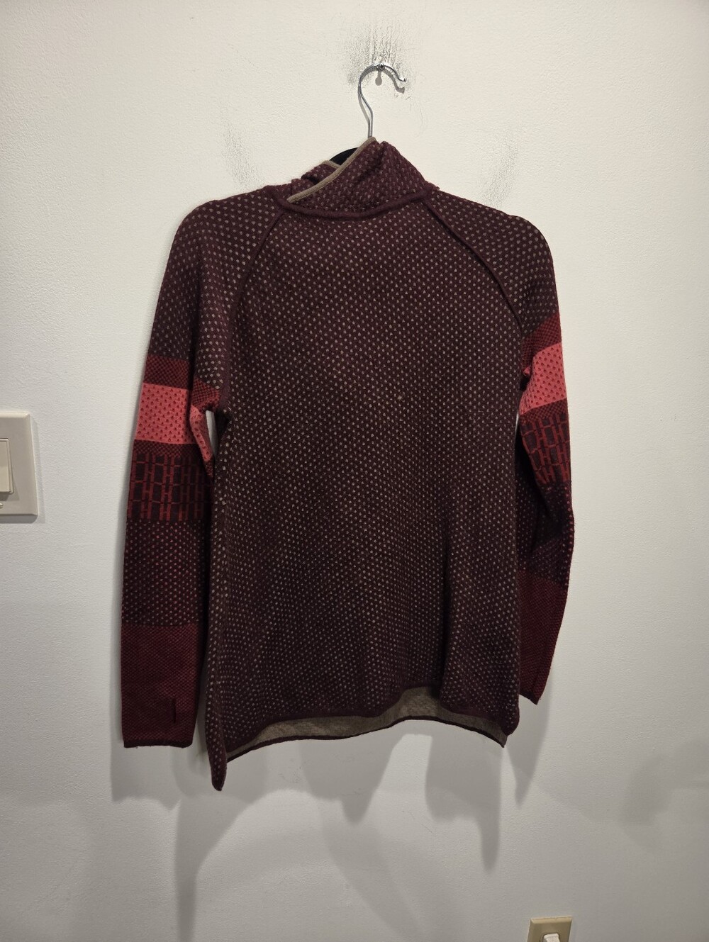 Krimson Klover Size M Boho Move Maker Tunic Wool Blend Hooded Sweater In Red